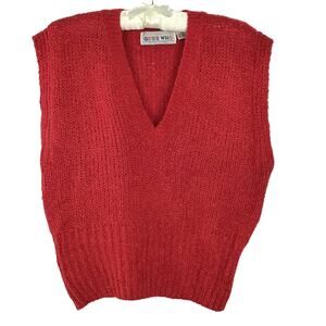 Vintage red knit‎ sweater vest  M